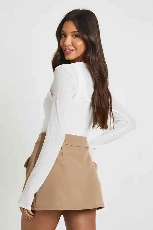 boohoo Marl Pocket Detail Tailored Skort