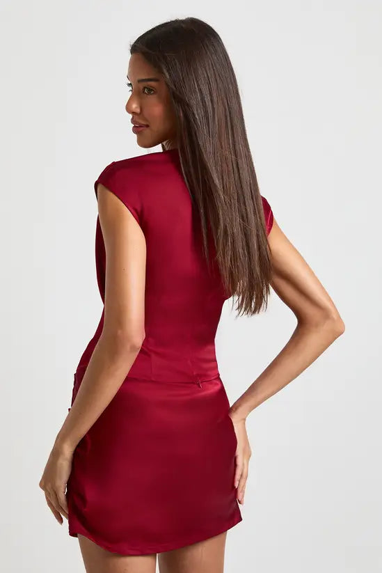 boohoo Satin Cowl Fitted Top