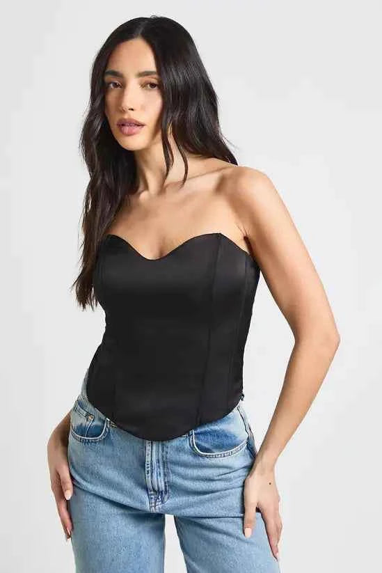 boohoo Satin Bandeau Corset Top