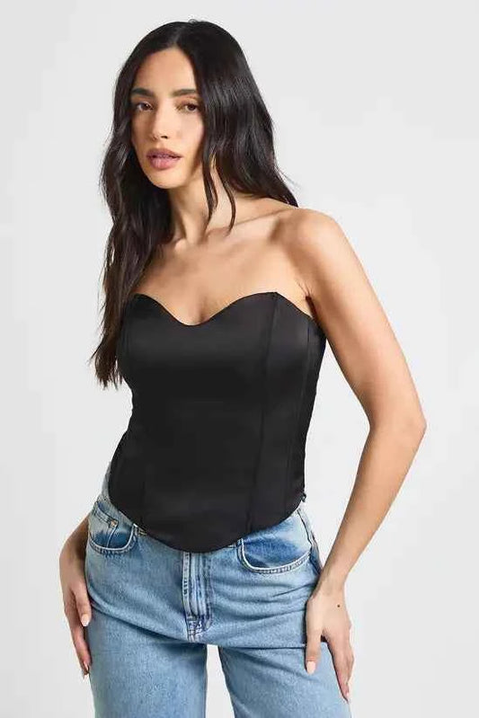 boohoo Satin Bandeau Corset Top