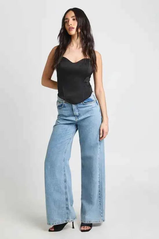 boohoo Satin Bandeau Corset Top