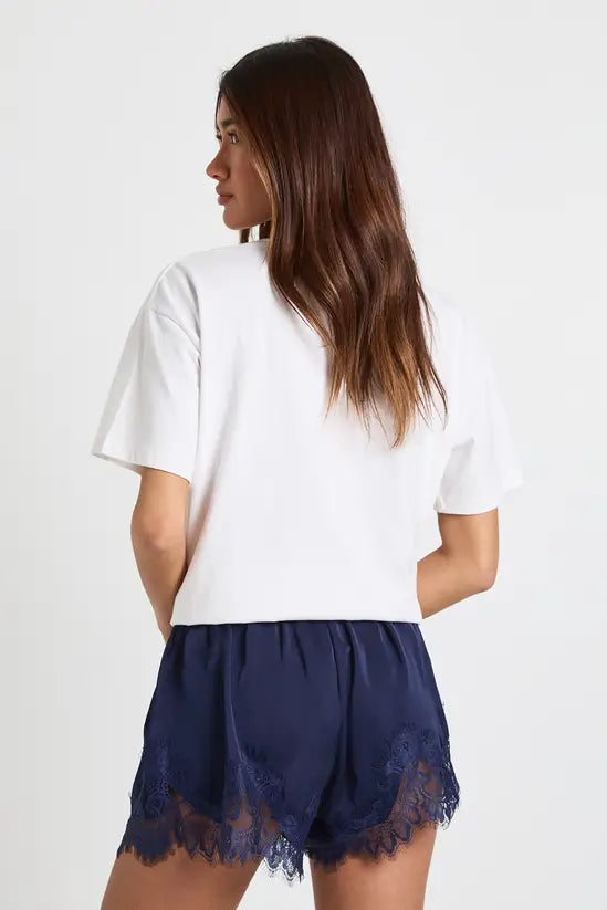 boohoo Satin Lace Flippy Short