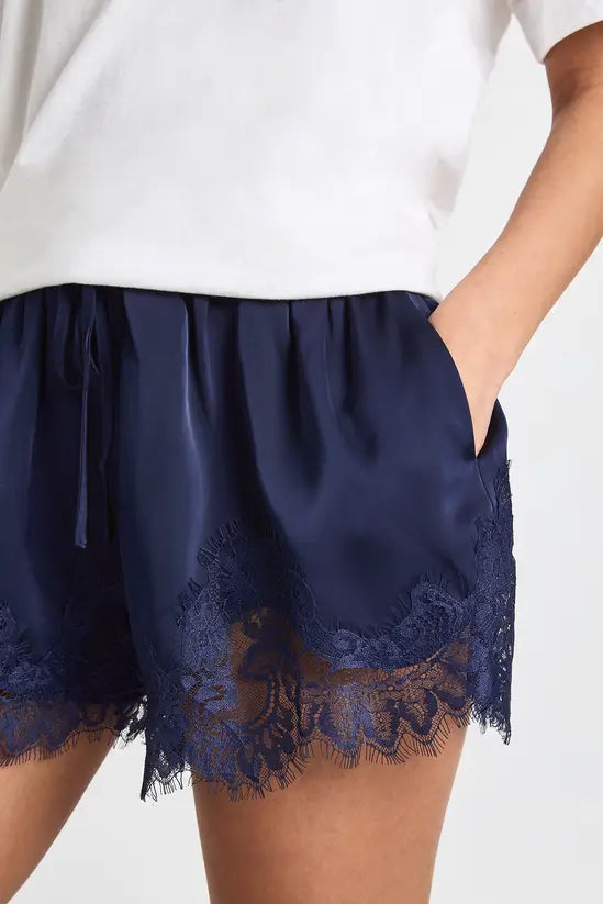 boohoo Satin Lace Flippy Short