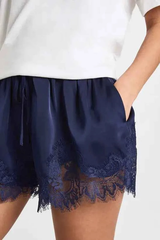 boohoo Satin Lace Flippy Short