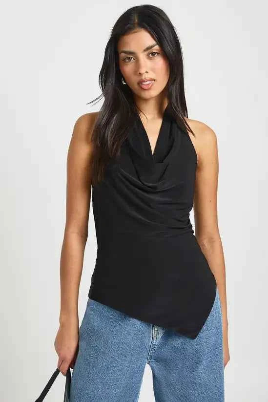 boohoo Slinky Double Layered Halterneck Top