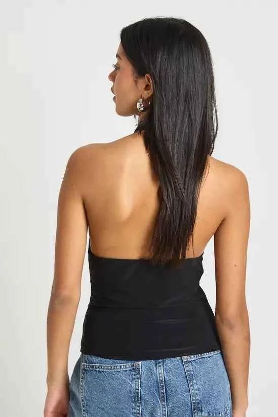 boohoo Slinky Double Layered Halterneck Top