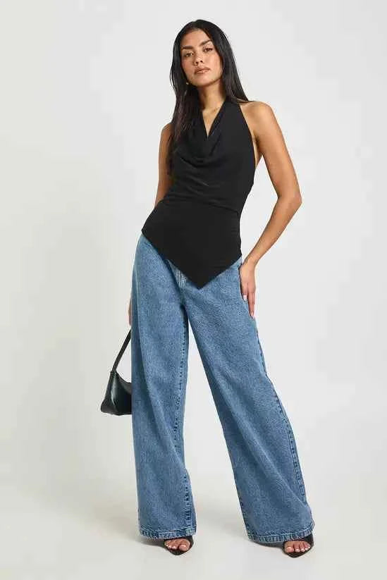 boohoo Slinky Double Layered Halterneck Top