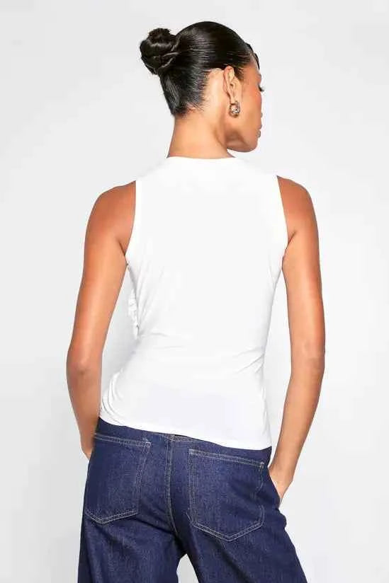 boohoo Matte Slinky Twist Front Detail Sleeveless Top