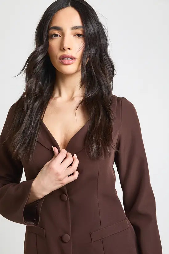 boohoo Bardot Fitted Blazer Dress