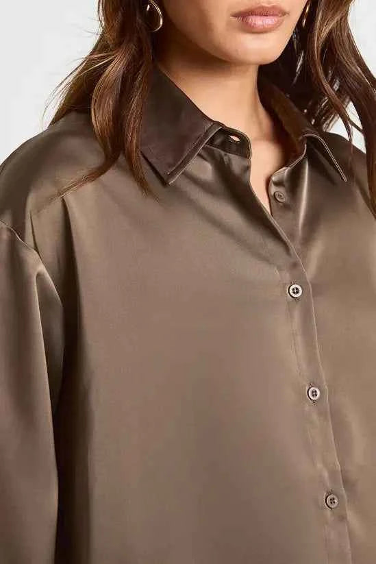 boohoo Satin Button Down Shirt