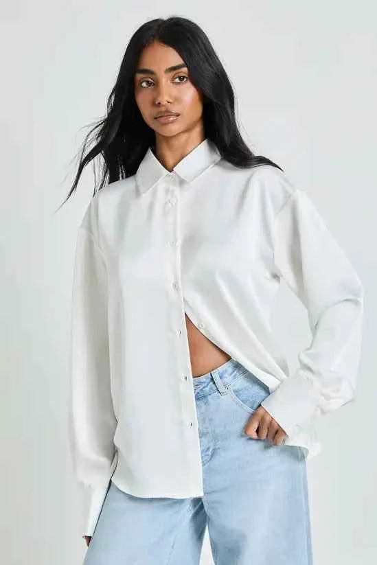 boohoo Satin Button Down Shirt