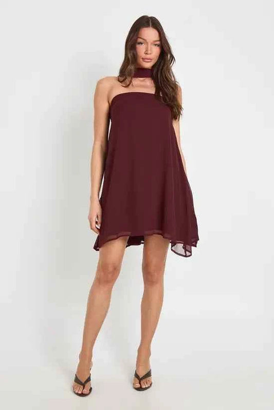 boohoo Scarf Detail Trapeze Mini Dress