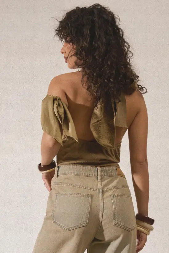 boohoo Textured Cowl Neck Peached Top