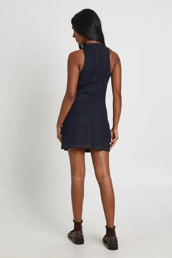 Boohoo - Sleeveless Cinched Waist Denim Mini Dress