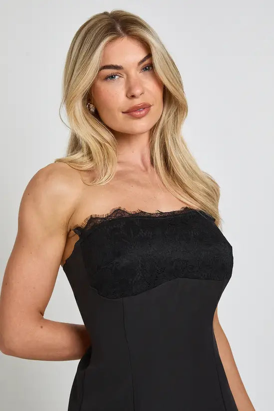 boohoo Lace Seam Detail Bandeau Mini Dress