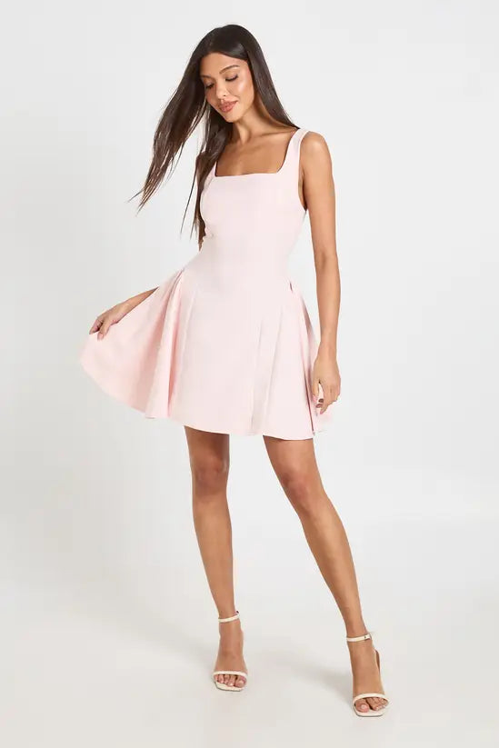 boohoo Square Neck Full Skirt Mini Dress