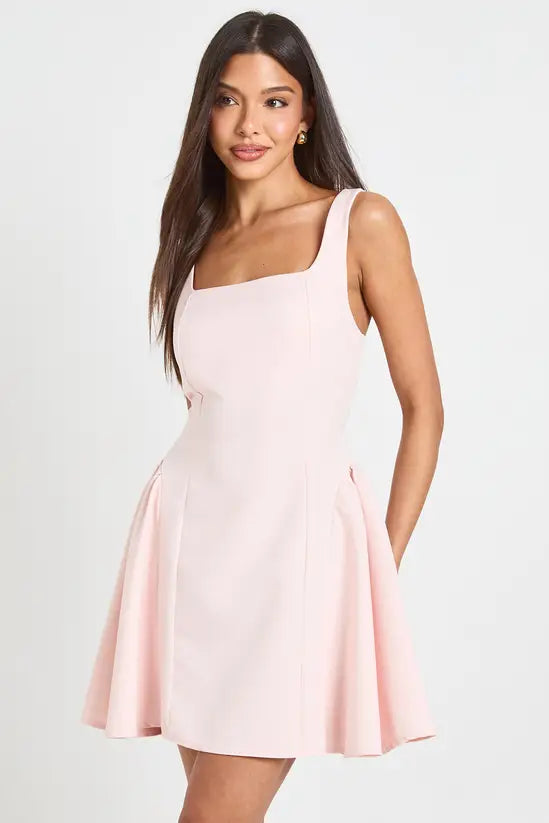 boohoo Square Neck Full Skirt Mini Dress