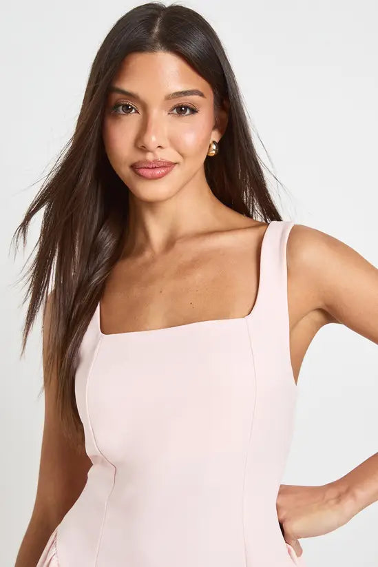boohoo Square Neck Full Skirt Mini Dress