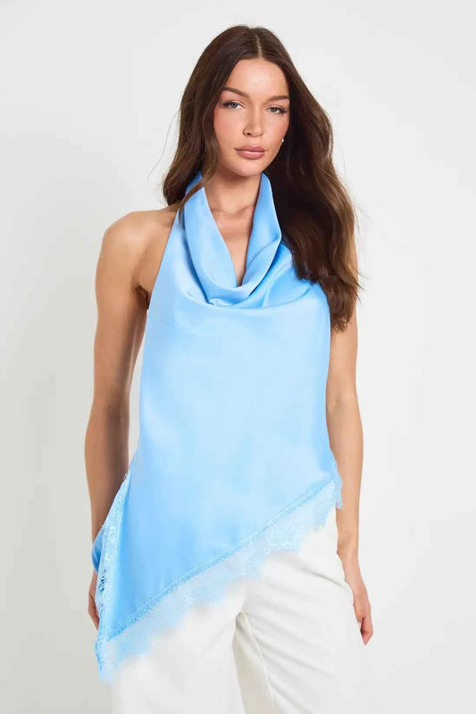boohoo Lace Hem Cowl Top