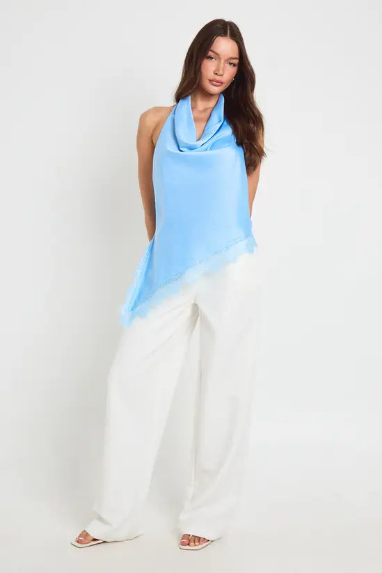 boohoo Lace Hem Cowl Top