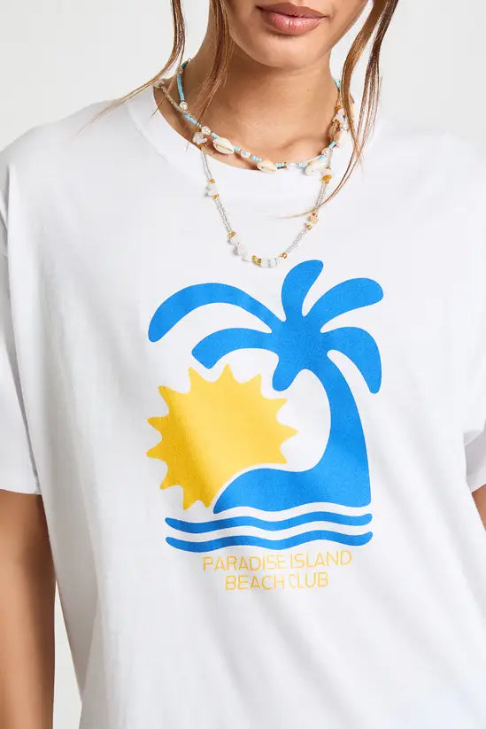 boohoo Paradise Island Beach Club Graphic Oversized Tshirt