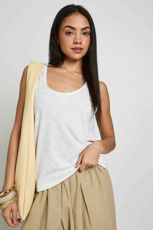 boohoo Sheer Slub Low Scoop Back Vest Top