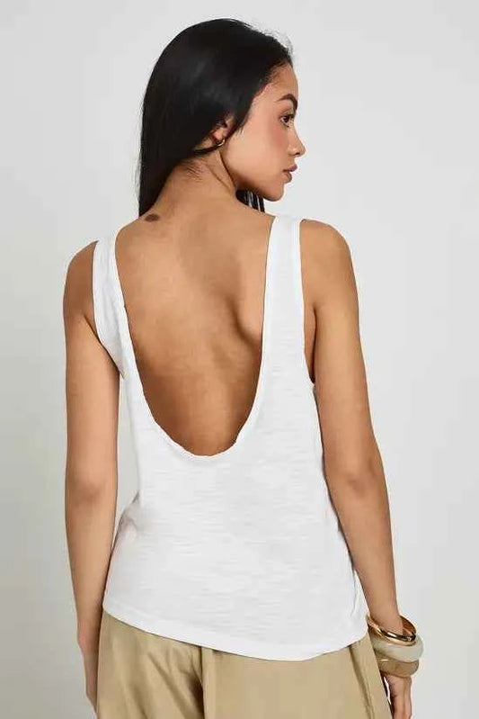 boohoo Sheer Slub Low Scoop Back Vest Top