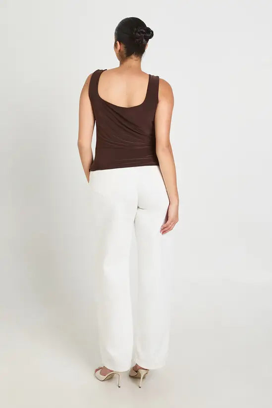 boohoo Plus Double Layer Slinky Square Neck Crop Top