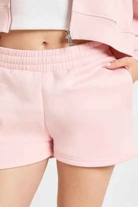 boohoo Petite High Waist Sweatshort With Internal Drawcord