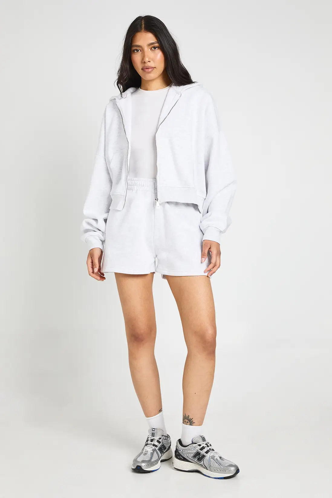 boohoo Tall High Waist Sweatshort With Internal Drawcord