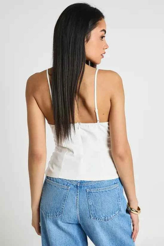 Boohoo - Bengaline Ruched Side Strappy Corset Top