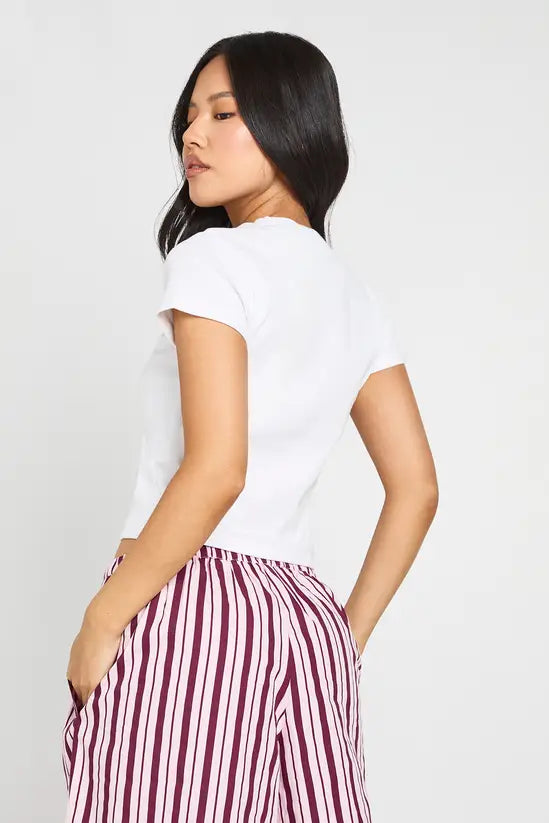 boohoo Petite Basic Rib Short Sleeve Fitted Top