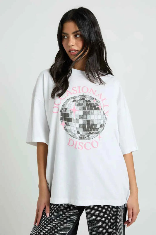 boohoo Occasionally Disco Oversized T-Shirt