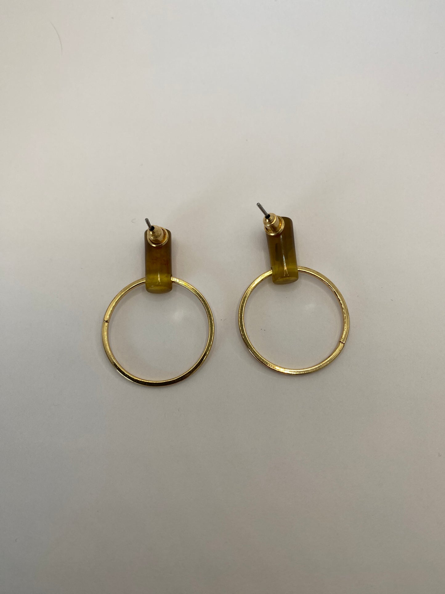 Round Unique Stone Gold Earrings