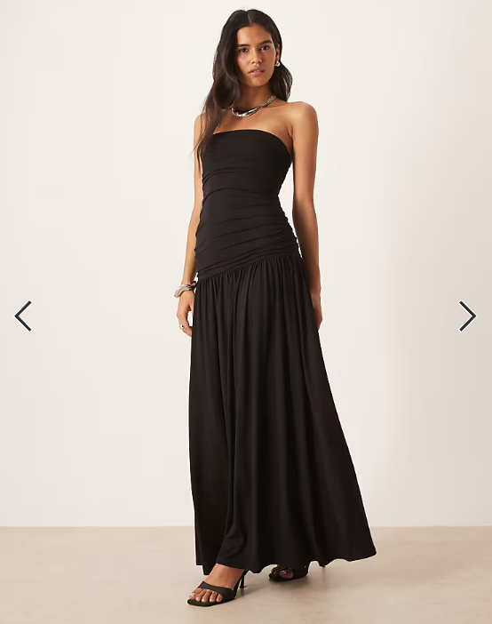 Gina Tricot jersey dropped waist midi dress in black