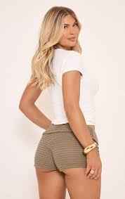 Ego - Low Rise Gold Trim Fold Over Shorts In Green