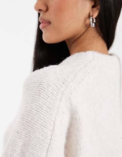 ASOS DESIGN oversized crew neck sweater with curved hem in cream