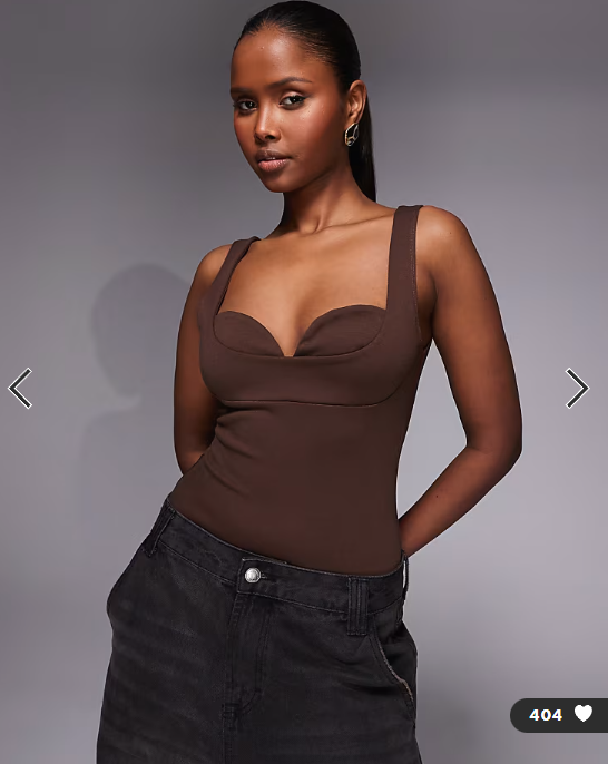 ASOS DESIGN layered cupped bodysuit in brown