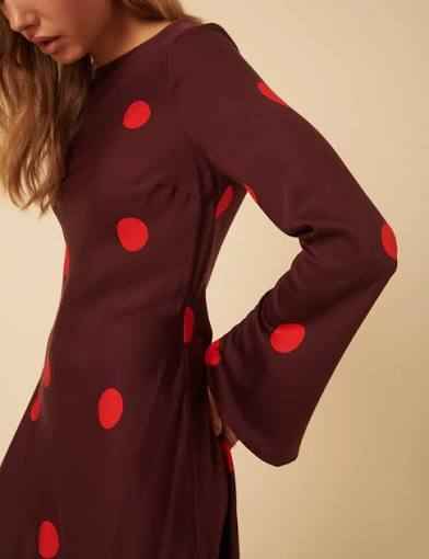 Nobody's child romy flare sleeve mini dress in burgundy