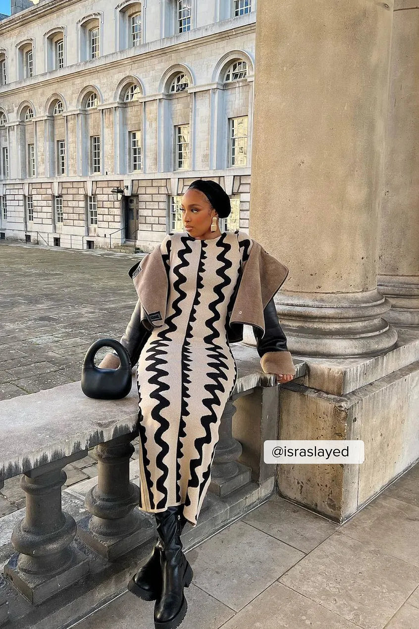 Wide Sleeve Knitted Maxi Dress