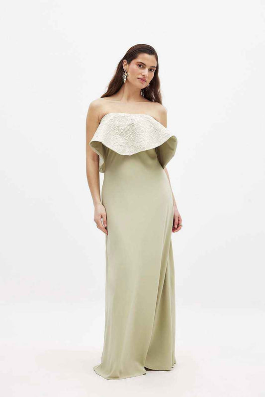 Na-kd Jacquard Bandeau Volume Maxi Dress
