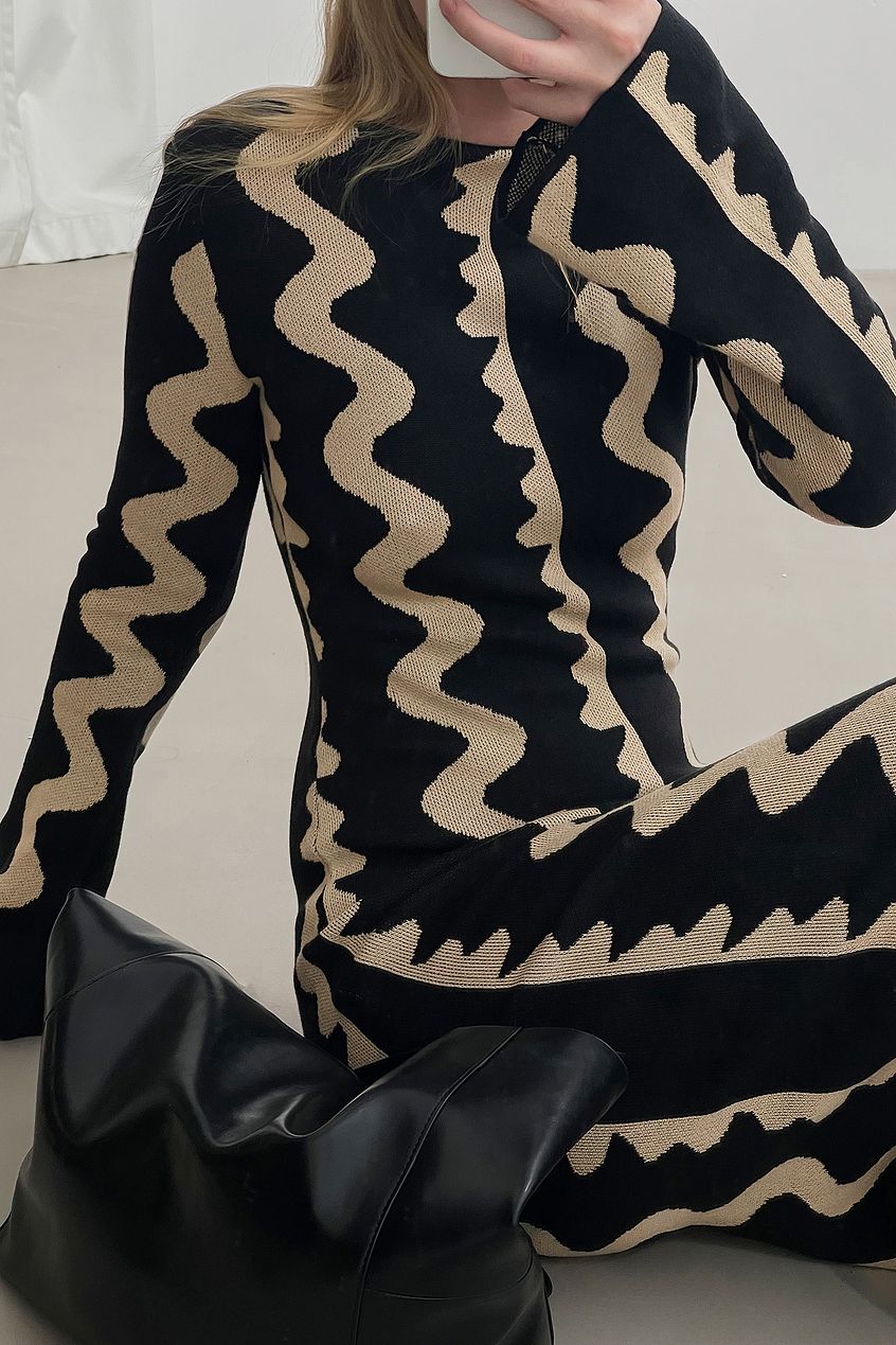 Na-kd Jacquard Knitted Maxi Dress