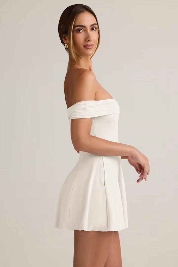 Ohpolly Modal Off-Shoulder A-Line Mini Dress in White