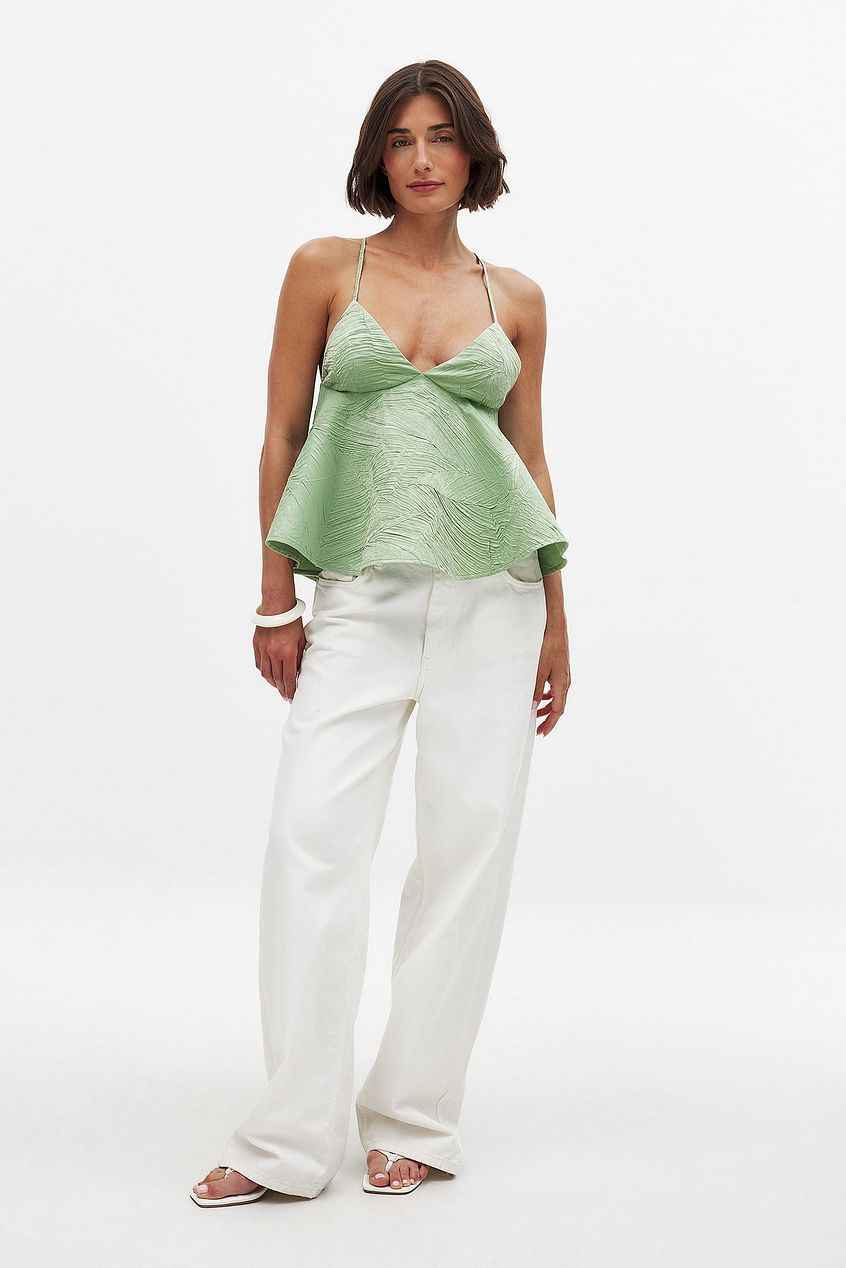 Na-kd Jacquard Peplum Top