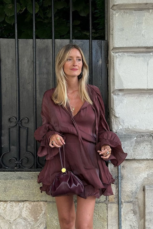 Na-kd Ruched Waist Ruffle Mini Dress