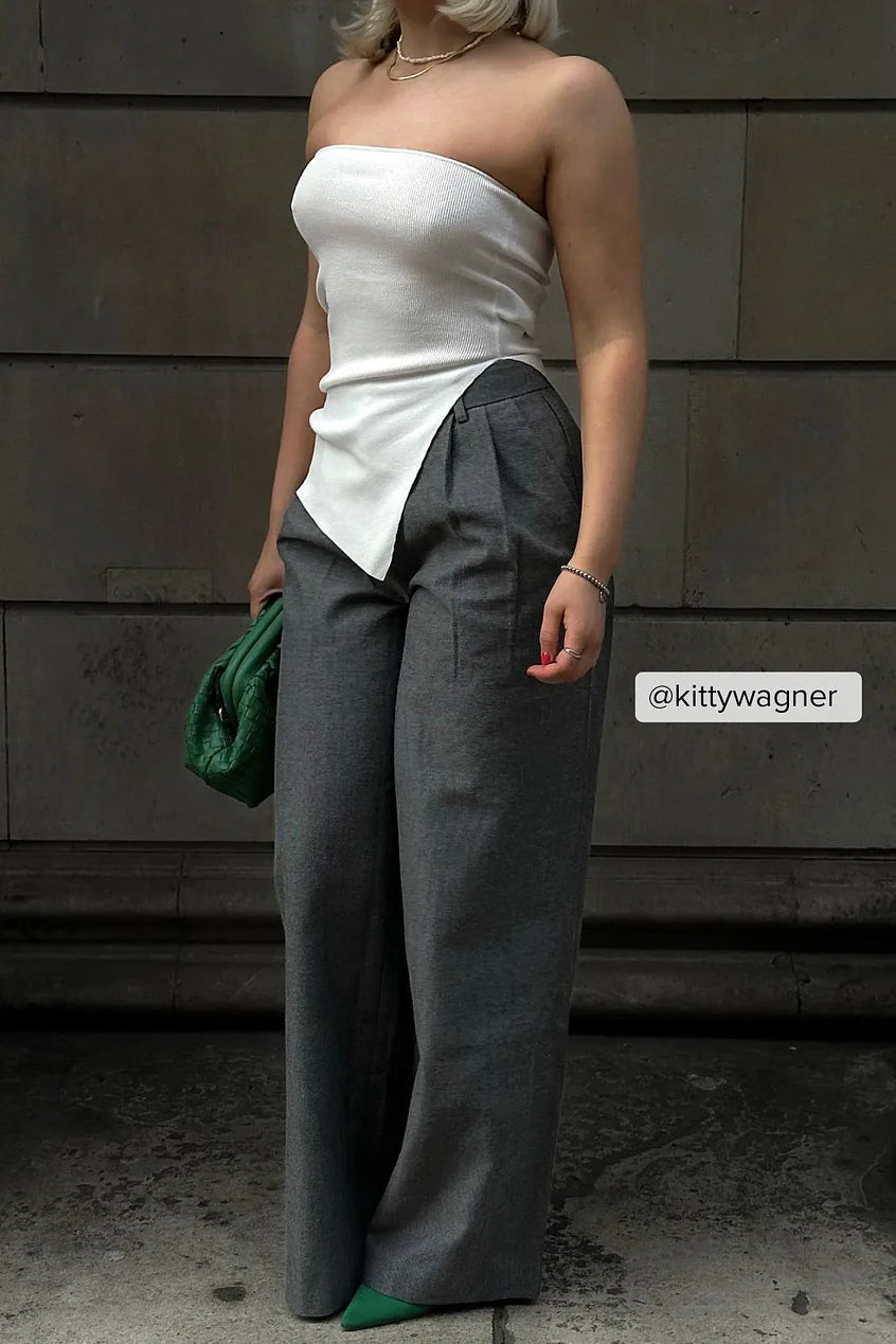 Fine Knitted High Slit Tube Top