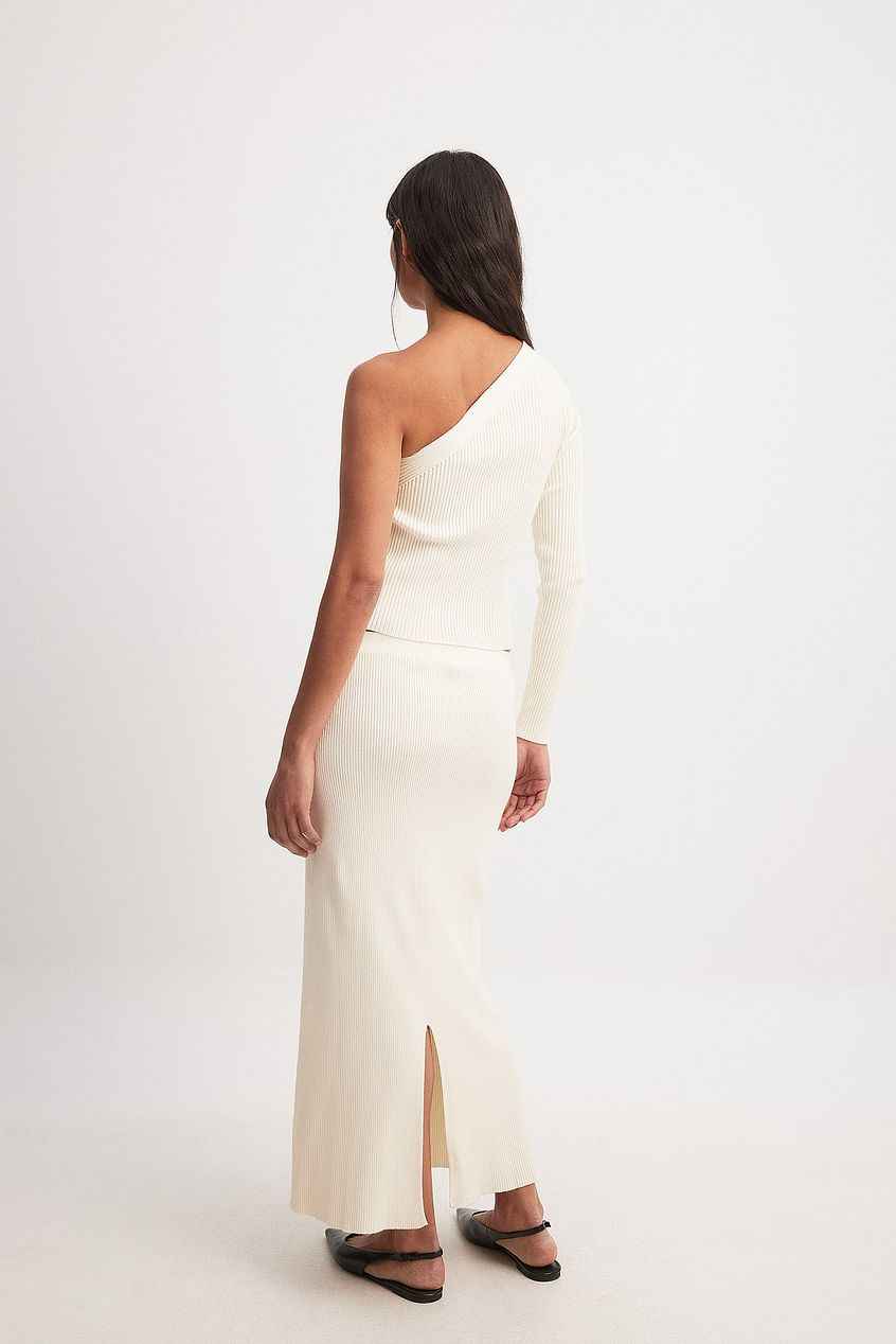 Na-kd Knitted One Shoulder Top & Midi Skirt SET