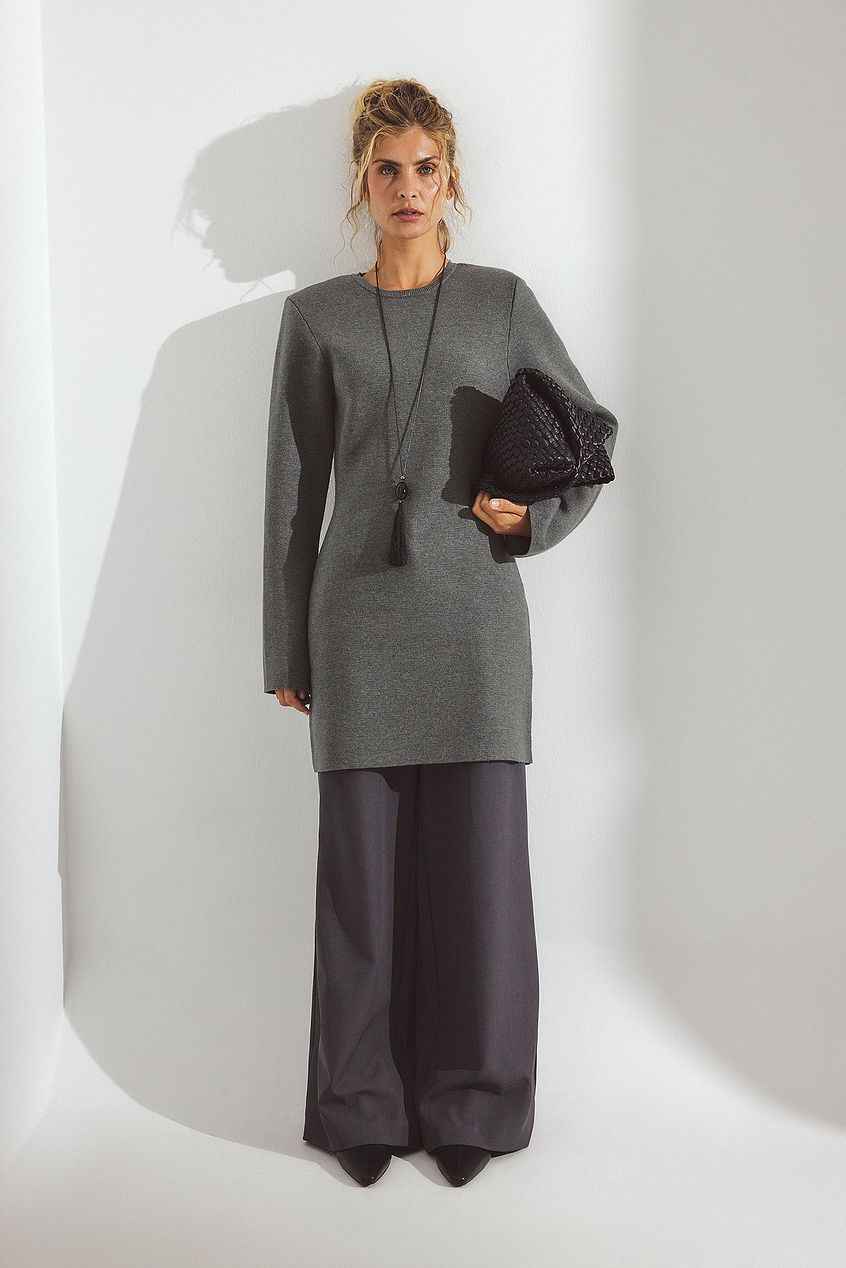 Na-kd Knitted Padded Shoulder Mini Dress