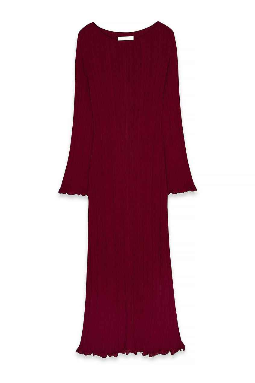 Na-kd Knitted Round Neck Frill Maxi Dress