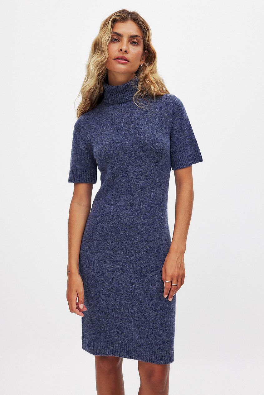 Knitted Short Sleeve Mini Dress